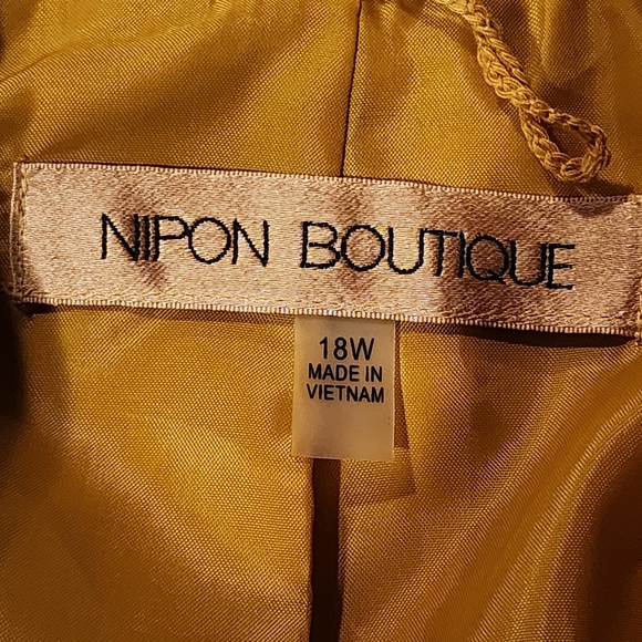 Nipon Boutique Mustard Yellow Open Front Blazer – Chic Workwear Layer Size 18W - Picture 7 of 8